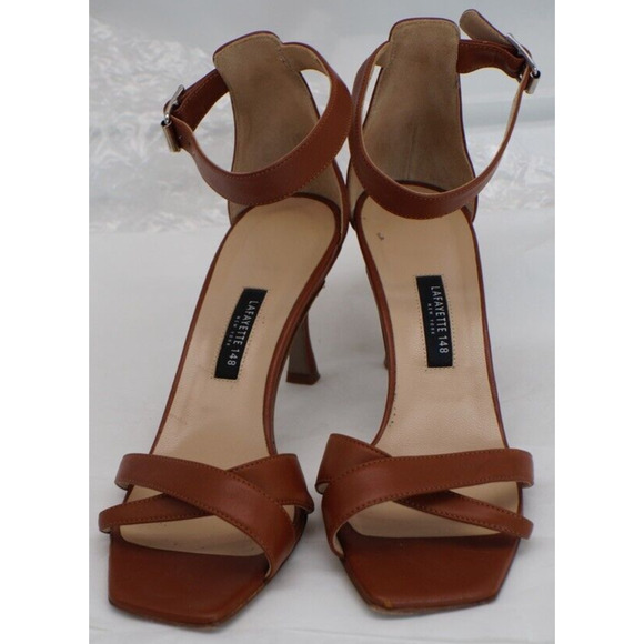 LAFAYETTE 148 Ankle Strap Heels Sz 37 BROWN Sandals Lula Luxury retail $455 NEW,All Products : American Fashion Style Bags On Sale
